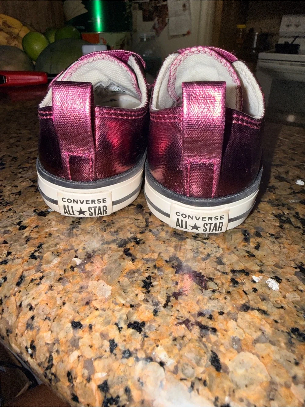 Converse Kids Metallic Plum Pink Velcro Sneakers